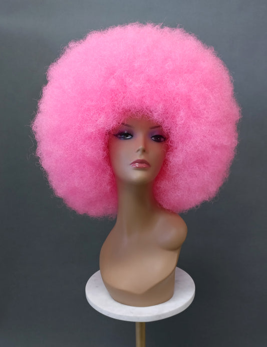 Large Hot Pink Afro Synthetic Costume Wig [LAfro-Pink]