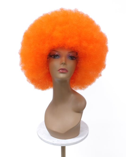 Large Bright Orange Afro Synthetic Costume Wig [LAfro-Orange]