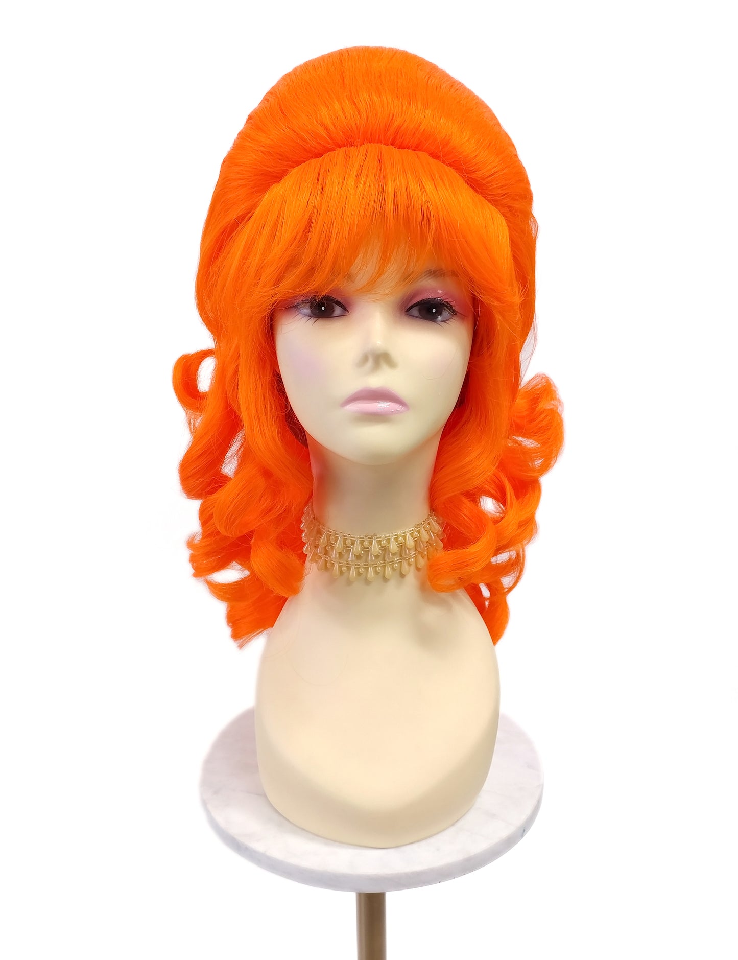 Bright Orange Wavy Beehive Wig [WvBeehive-BOrange]