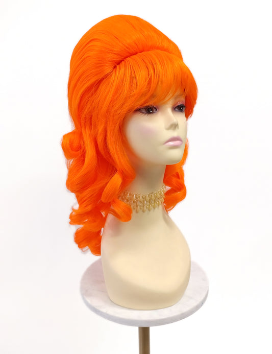 Bright Orange Wavy Beehive Wig [WvBeehive-BOrange]