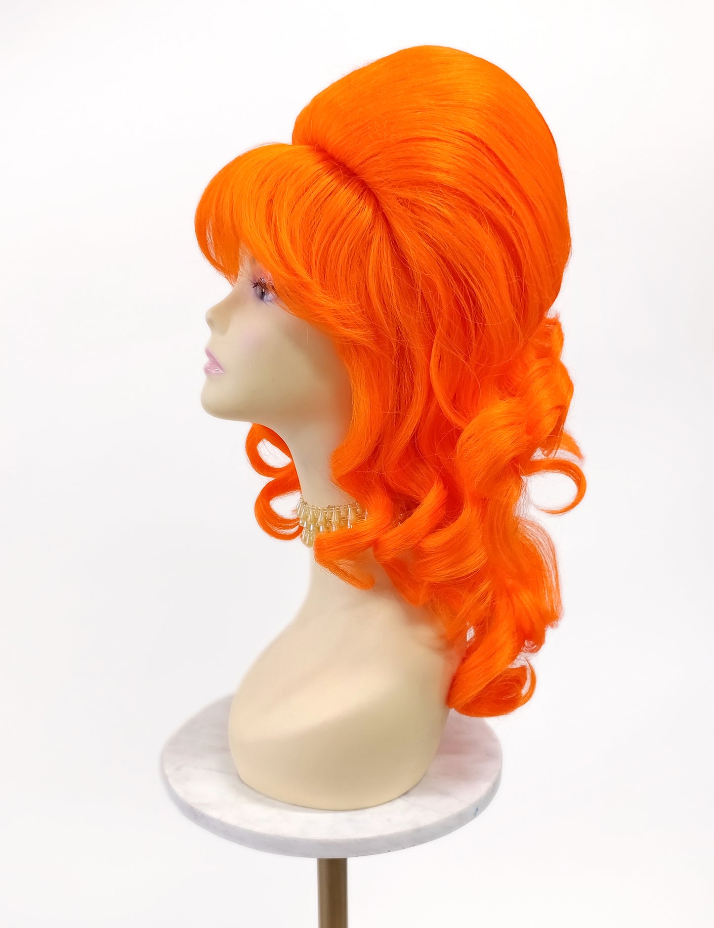 Bright Orange Wavy Beehive Wig [WvBeehive-BOrange]