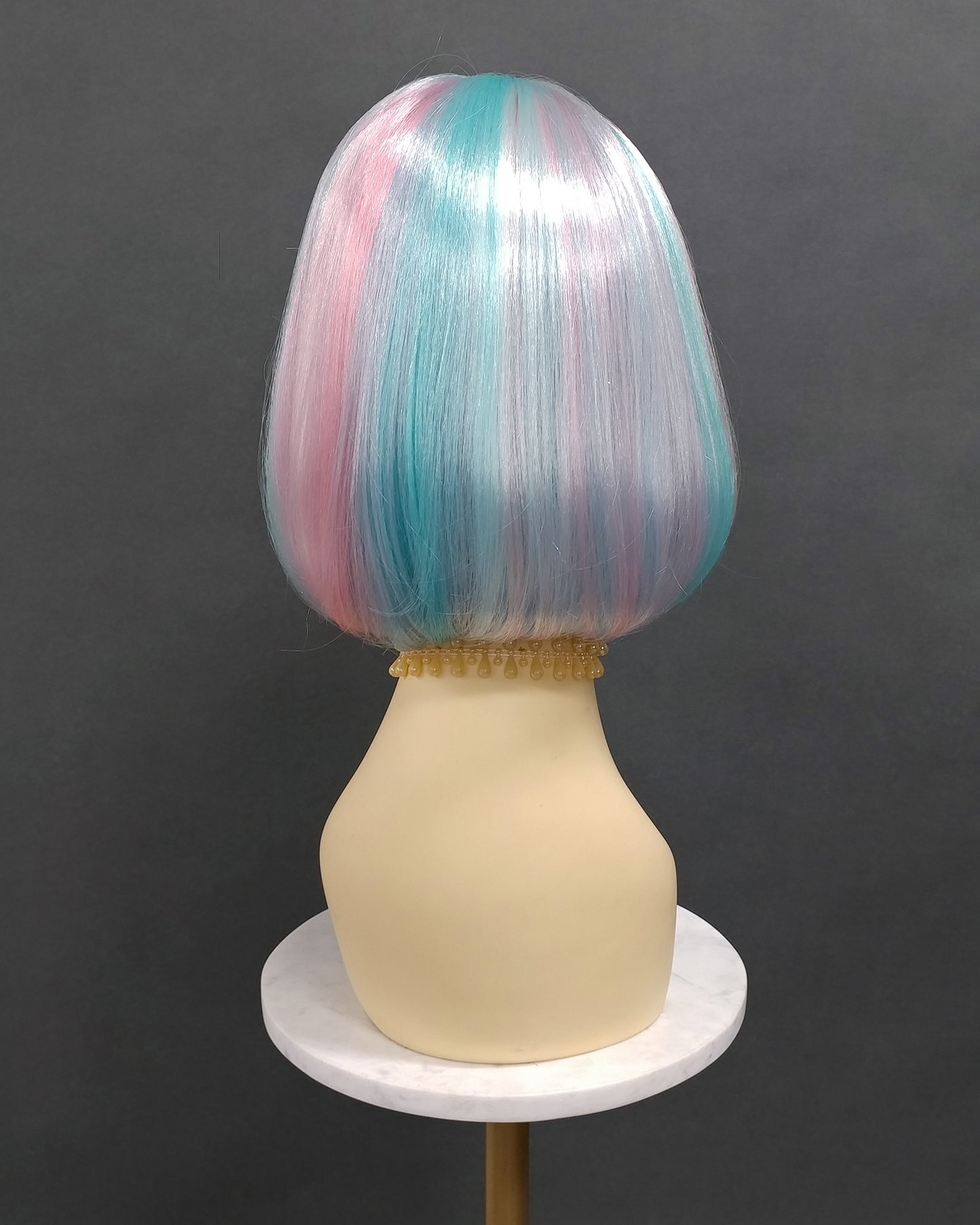 Pastel Rainbow Pink White Blue Short Straight Bob Wig [Candy-Prism]