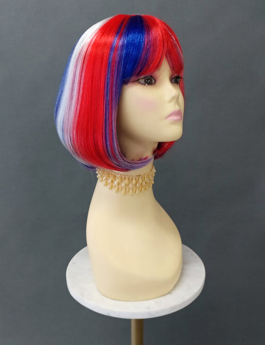 Red White Blue Short Straight Bob Wig [Candy-RedWhiteBlue]
