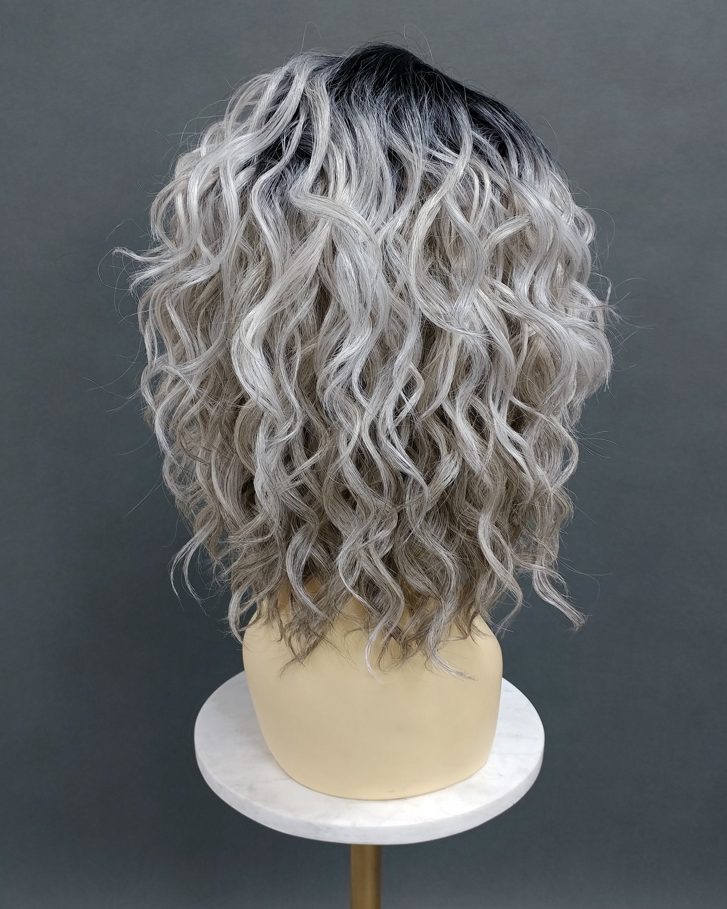 Gray Brown Wavy Lace Front Heat Resistant Wig [Fiona-TT1B/LGray]