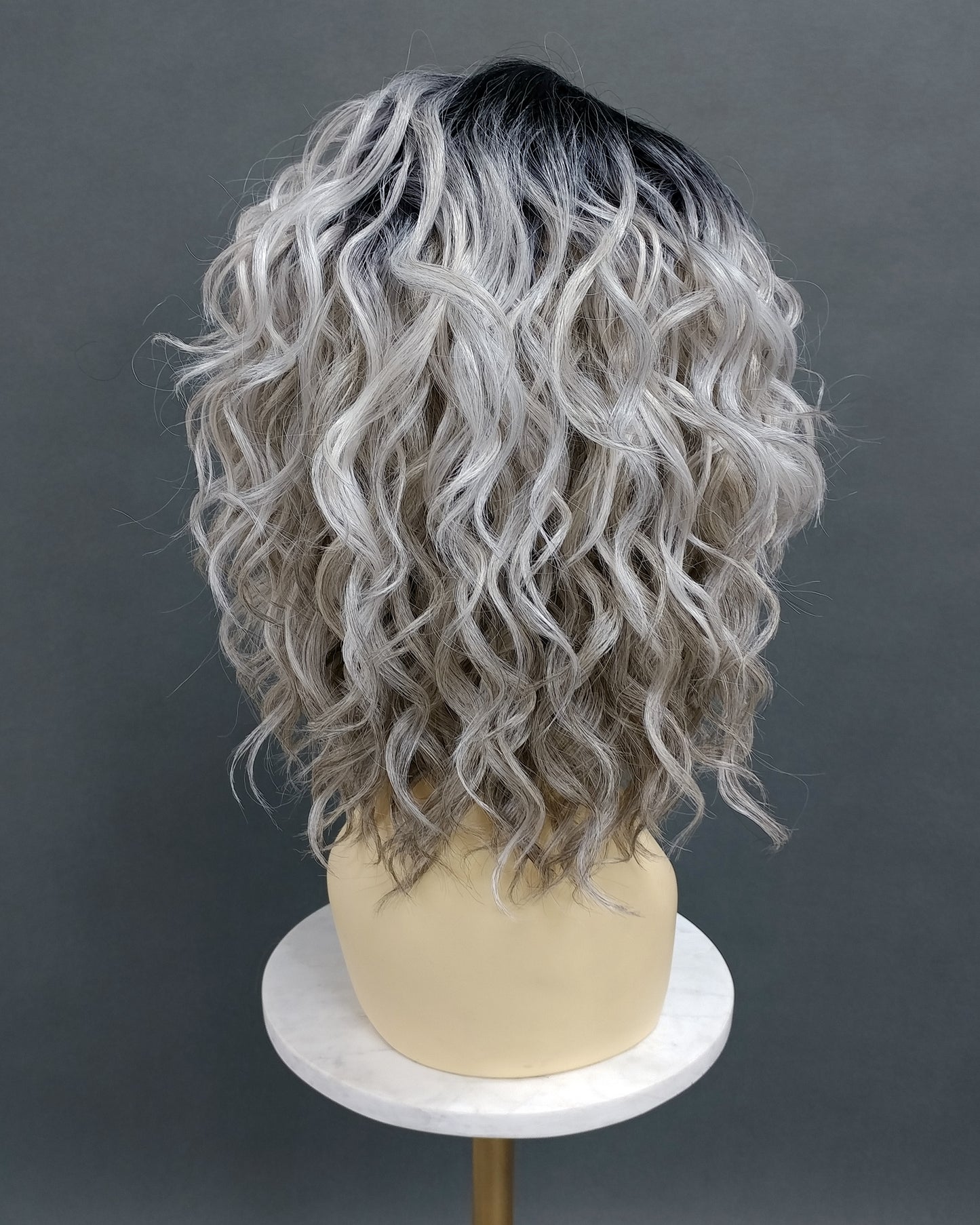 Rooted Gray and Brown Mix Wavy Lace Front Heat Resistant Wig [Fiona-TT1B/LGray]