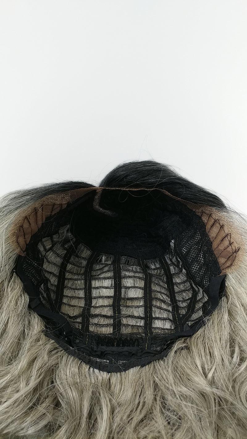 Rooted Gray and Brown Mix Wavy Lace Front Heat Resistant Wig [Fiona-TT1B/LGray]