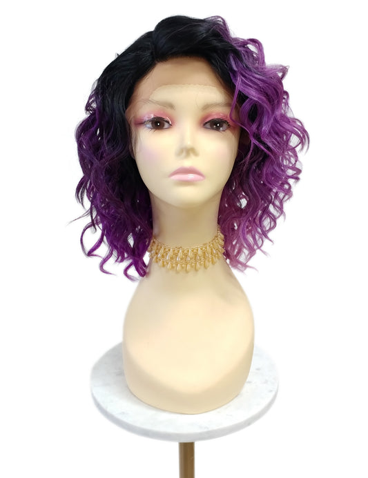 Dark and Light Purple with Dark Roots Wavy Lace Front Heat Resistant Wig [Fiona-TT/LP-DP]