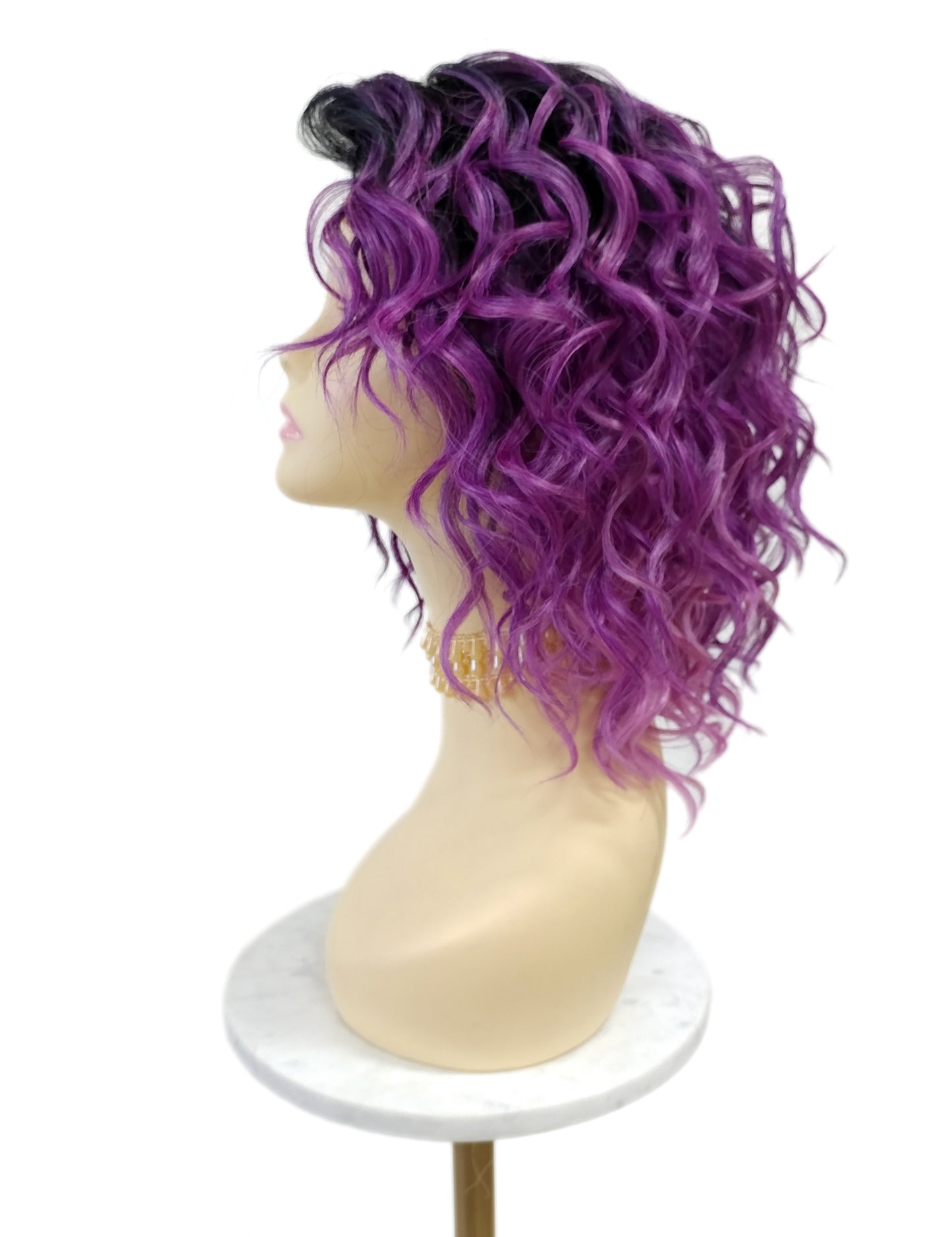 Dark and Light Purple with Dark Roots Wavy Lace Front Heat Resistant Wig [Fiona-TT/LP-DP]