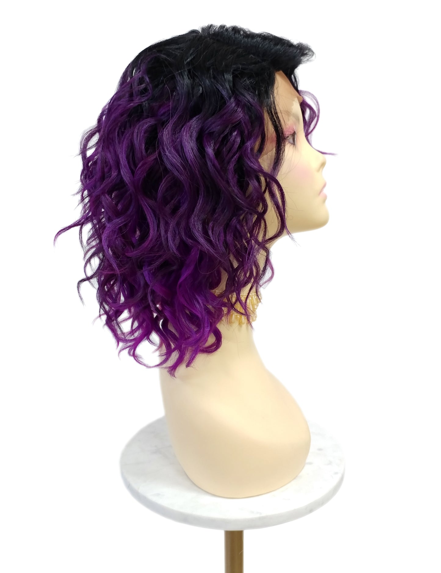 Dark and Light Purple with Dark Roots Wavy Lace Front Heat Resistant Wig [Fiona-TT/LP-DP]