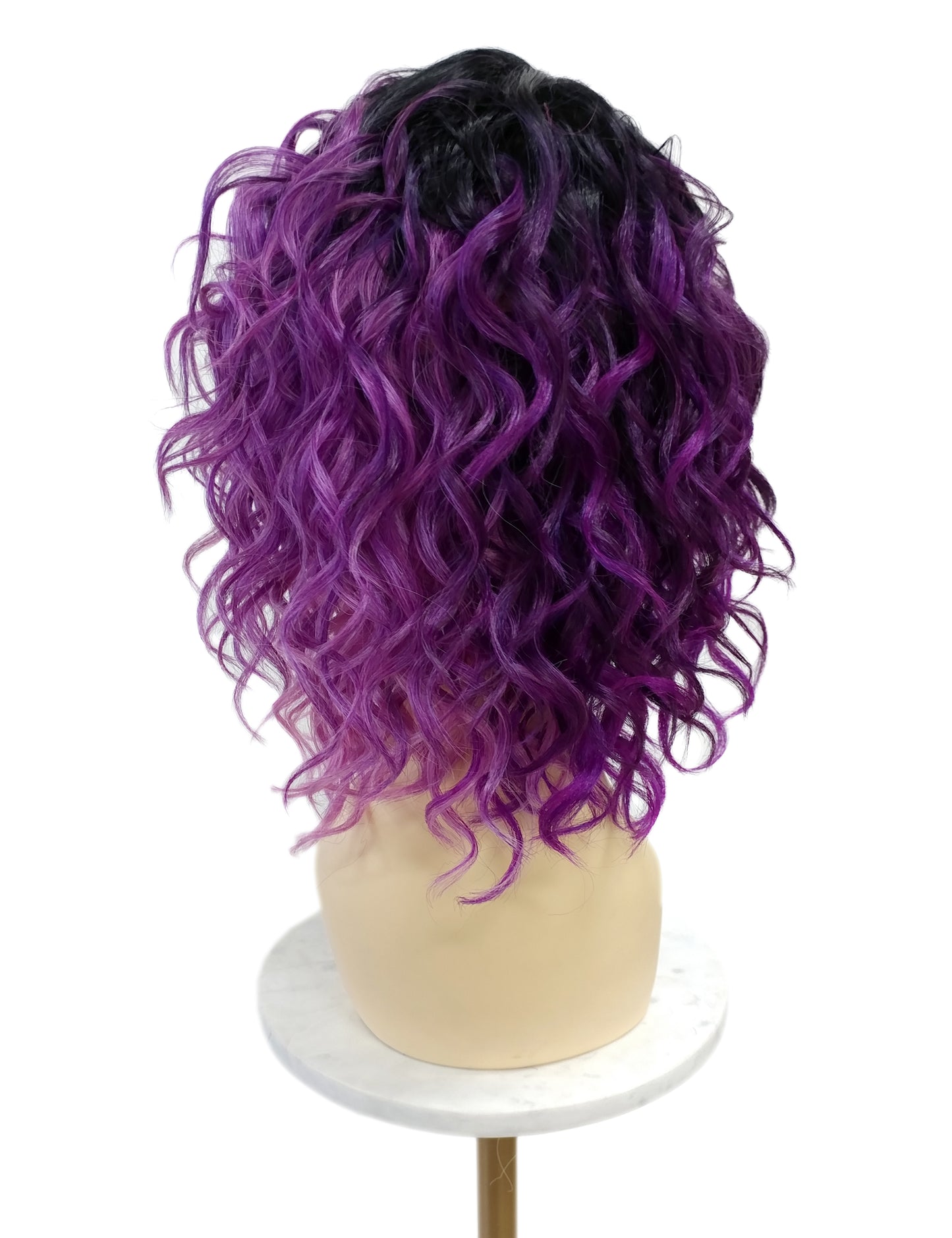 Dark and Light Purple with Dark Roots Wavy Lace Front Heat Resistant Wig [Fiona-TT/LP-DP]