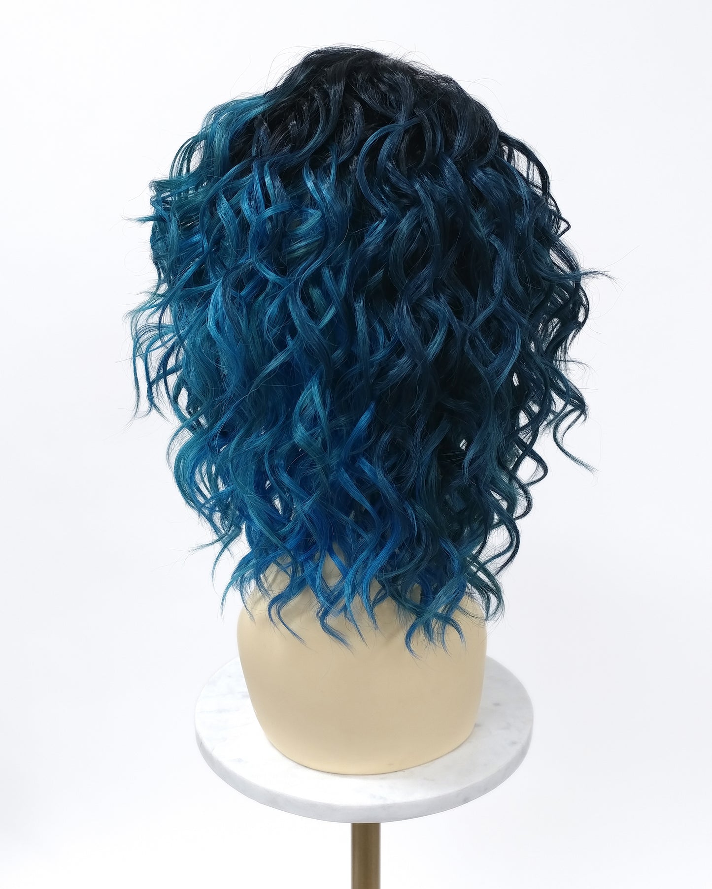 Dark & Light Teal with Dark Roots Wavy Lace Front Heat Resistant Wig [Fiona-TT/LT-DT]
