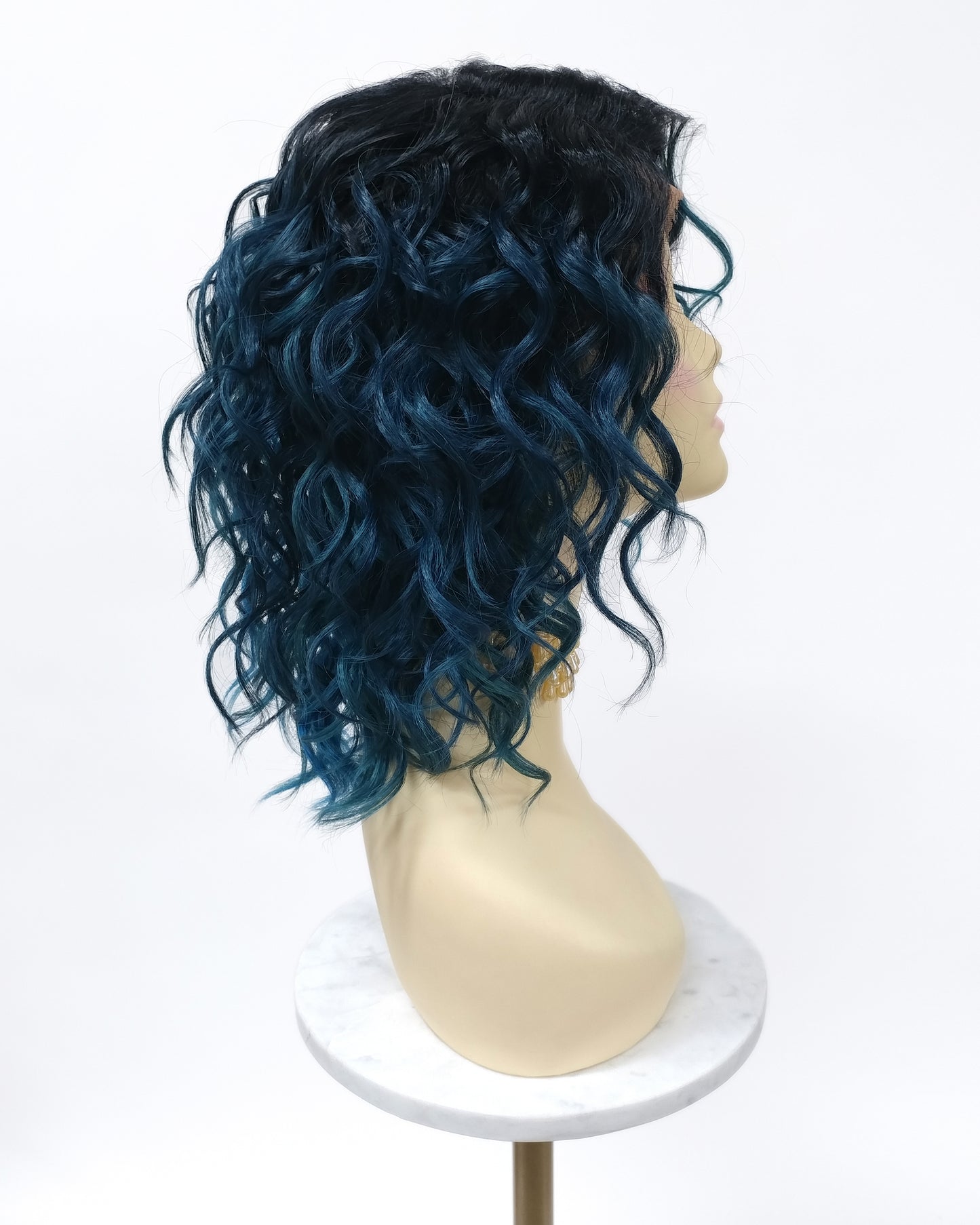 Dark & Light Teal with Dark Roots Wavy Lace Front Heat Resistant Wig [Fiona-TT/LT-DT]