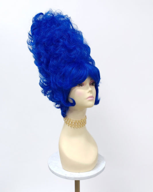 Tall Curly Blue Novelty Costume Wig [Simpson-DBlue]