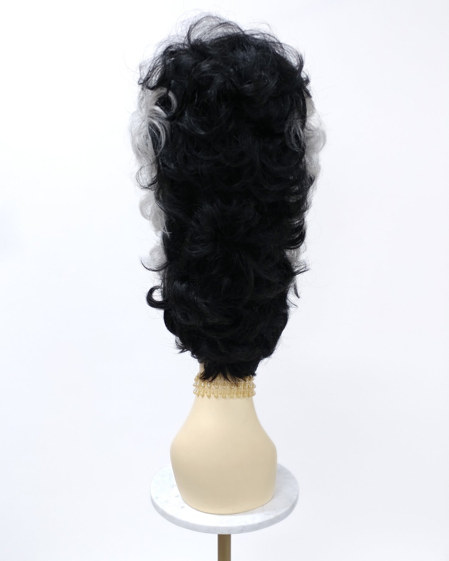 Tall Curly Black White Novelty Costume Wig [Simpson-BW]