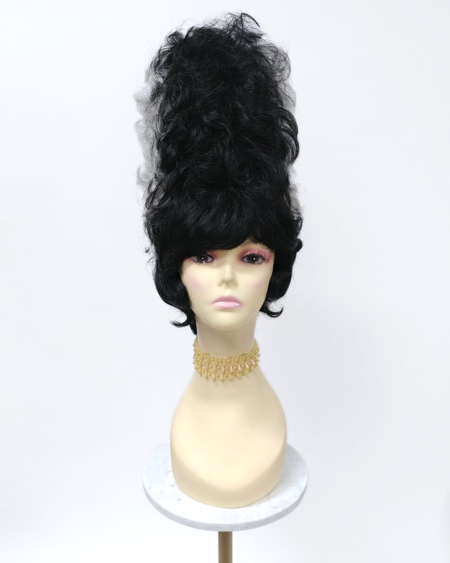 Tall Curly Black White Novelty Costume Wig [Simpson-BW]