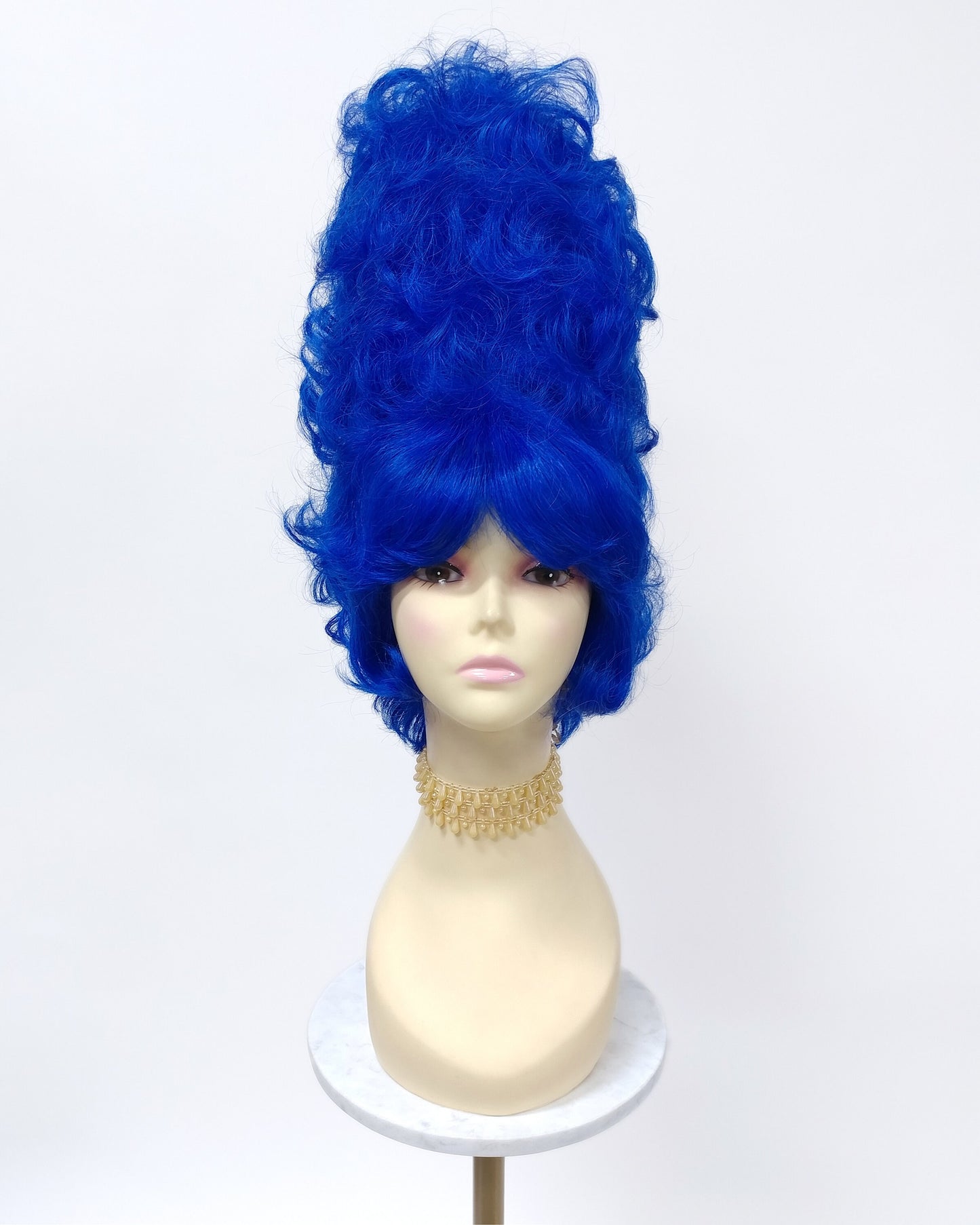Tall Curly Blue Novelty Costume Wig [Simpson-DBlue]