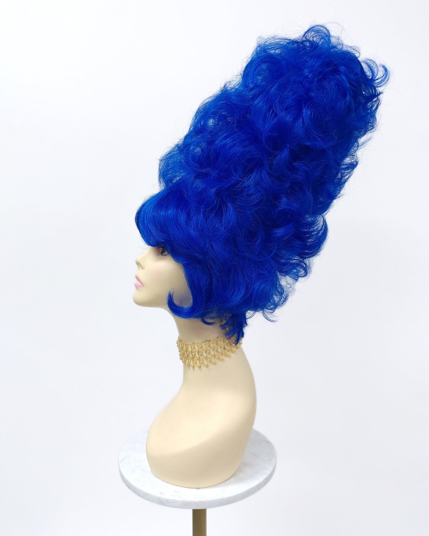 Tall Curly Blue Novelty Costume Wig [Simpson-DBlue]