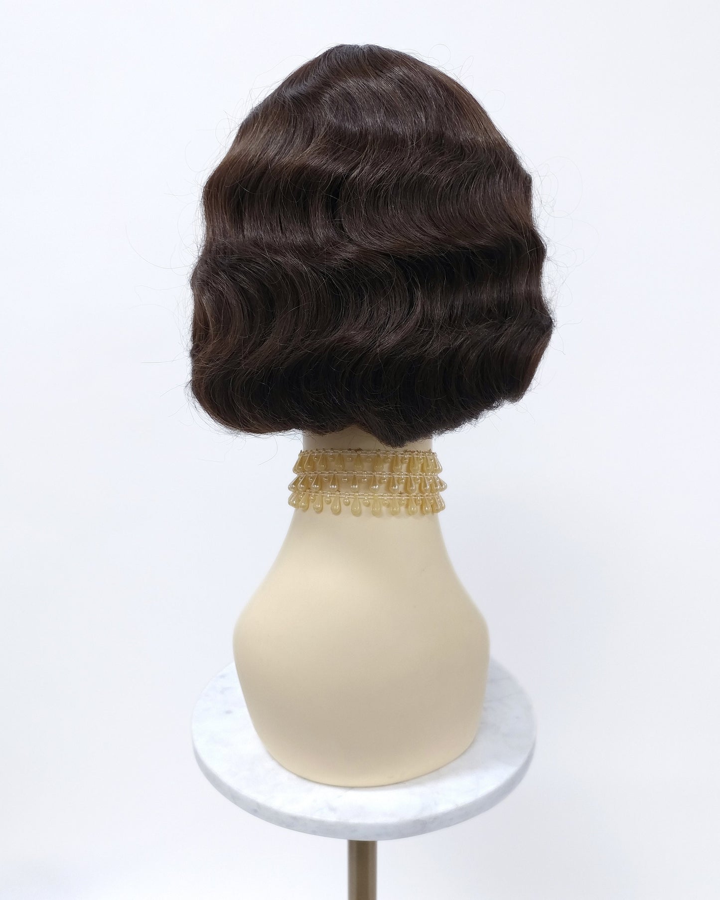 Finger Wave Wig Dark Brown Heat Resistant 1920s Style 8 Inch [HTRosie-6]