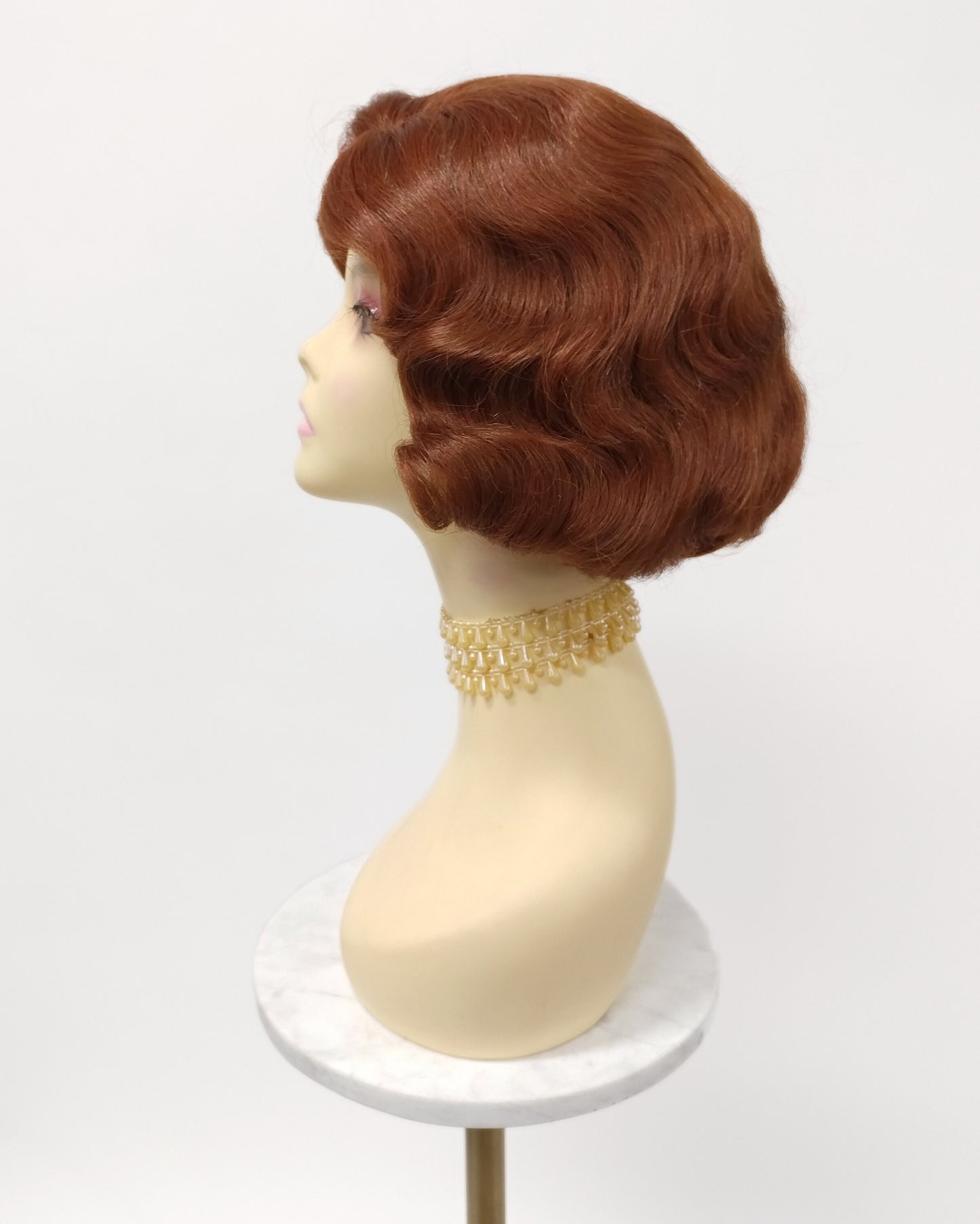 Finger Wave Wig Auburn Heat Resistant 1920s Style 8 Inch [HTRosie-130]