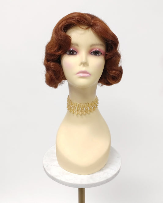Finger Wave Wig Auburn Heat Resistant 1920s Style 8 Inch [HTRosie-130]