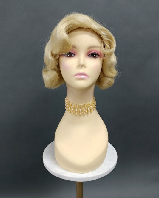 Finger Wave Wig Light Blonde Heat Resistant 1920s Style 8 Inch [HTRosie-613]