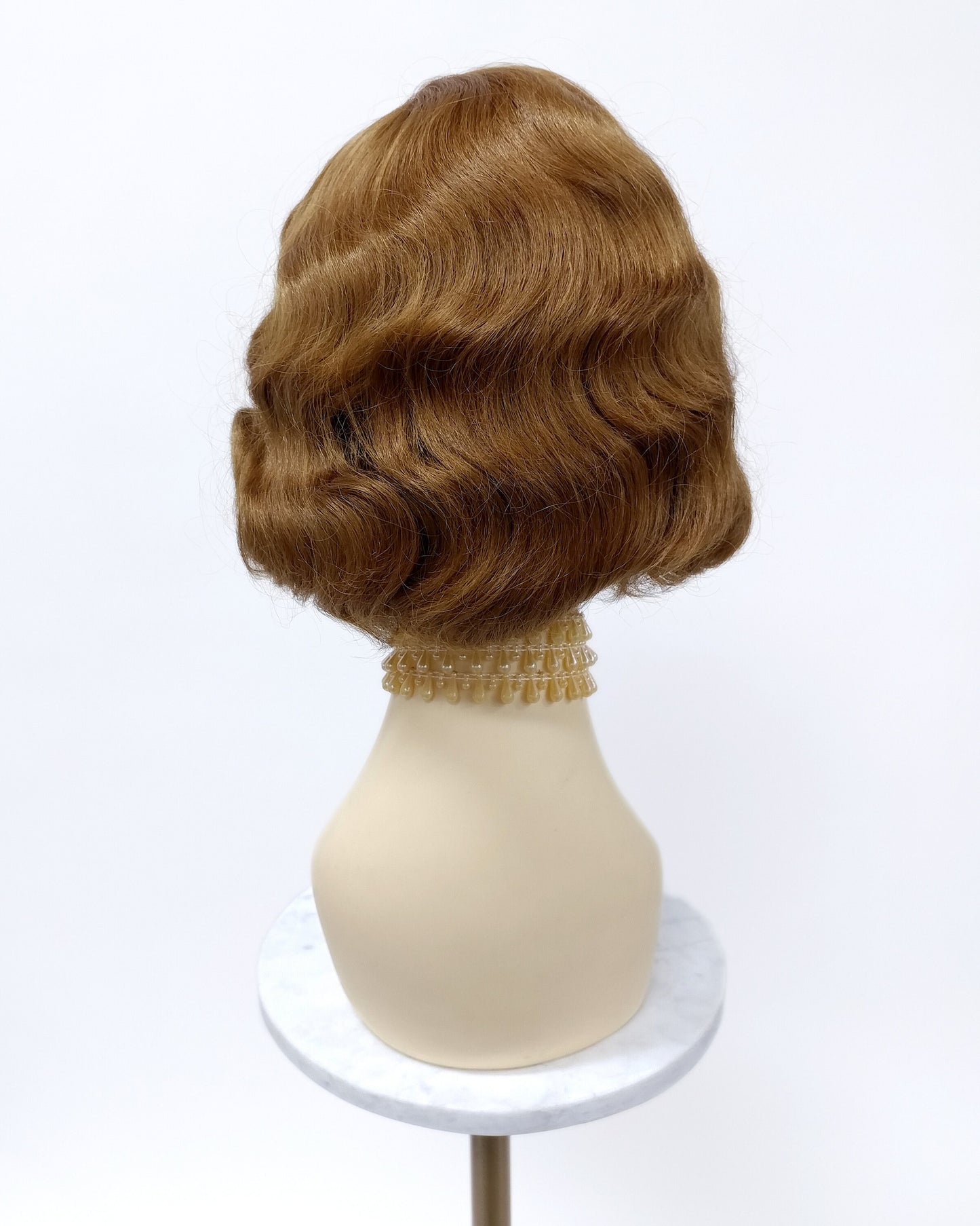 Finger Wave Wig Dark Strawberry Blonde Heat Resistant 1920s Style 8 Inch [HTRosie-27]