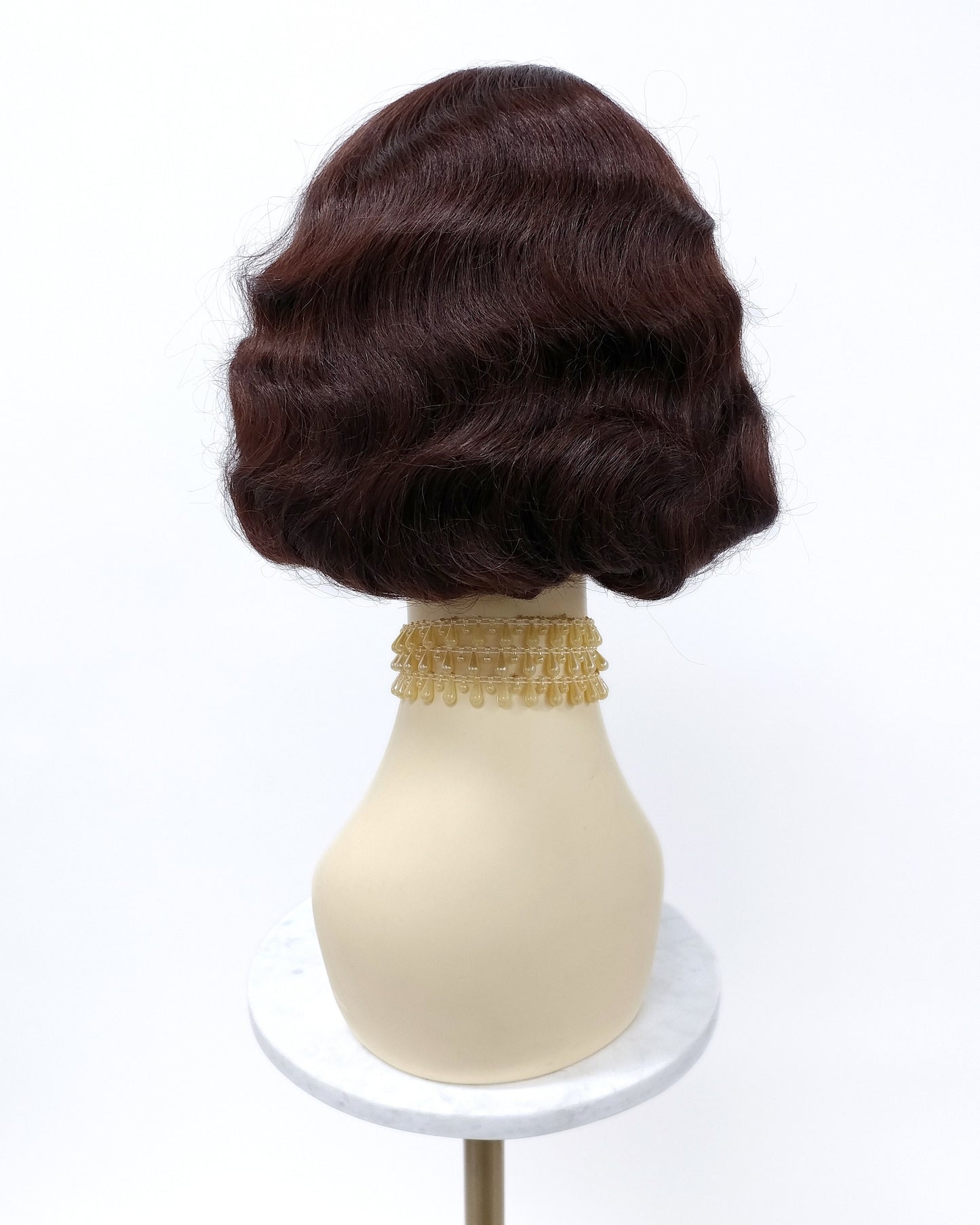 Finger Wave Wig Chestnut Brown Heat Resistant 1920s Style 8 Inch [HTRosie-33]