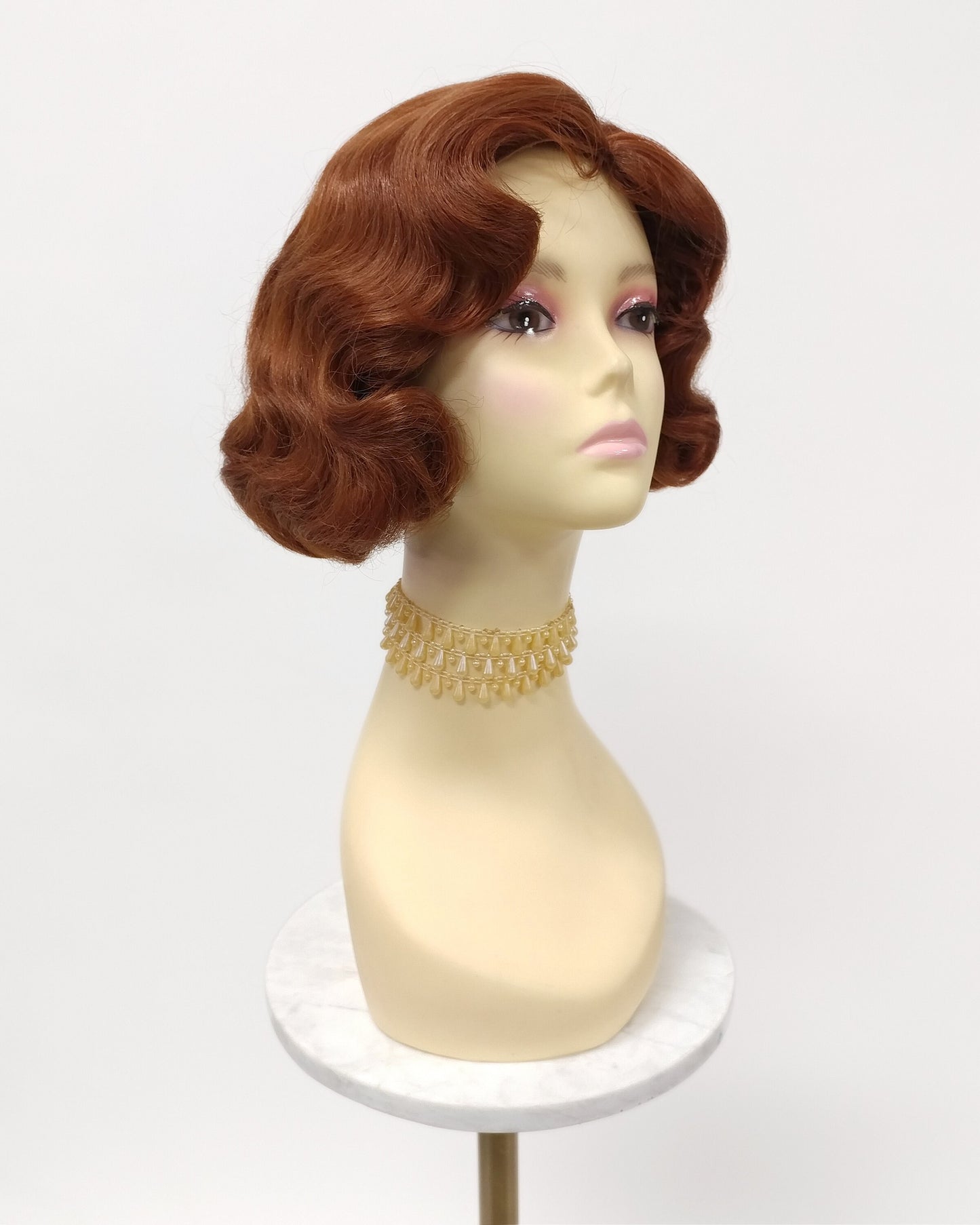 Finger Wave Wig Auburn Heat Resistant 1920s Style 8 Inch [HTRosie-130]