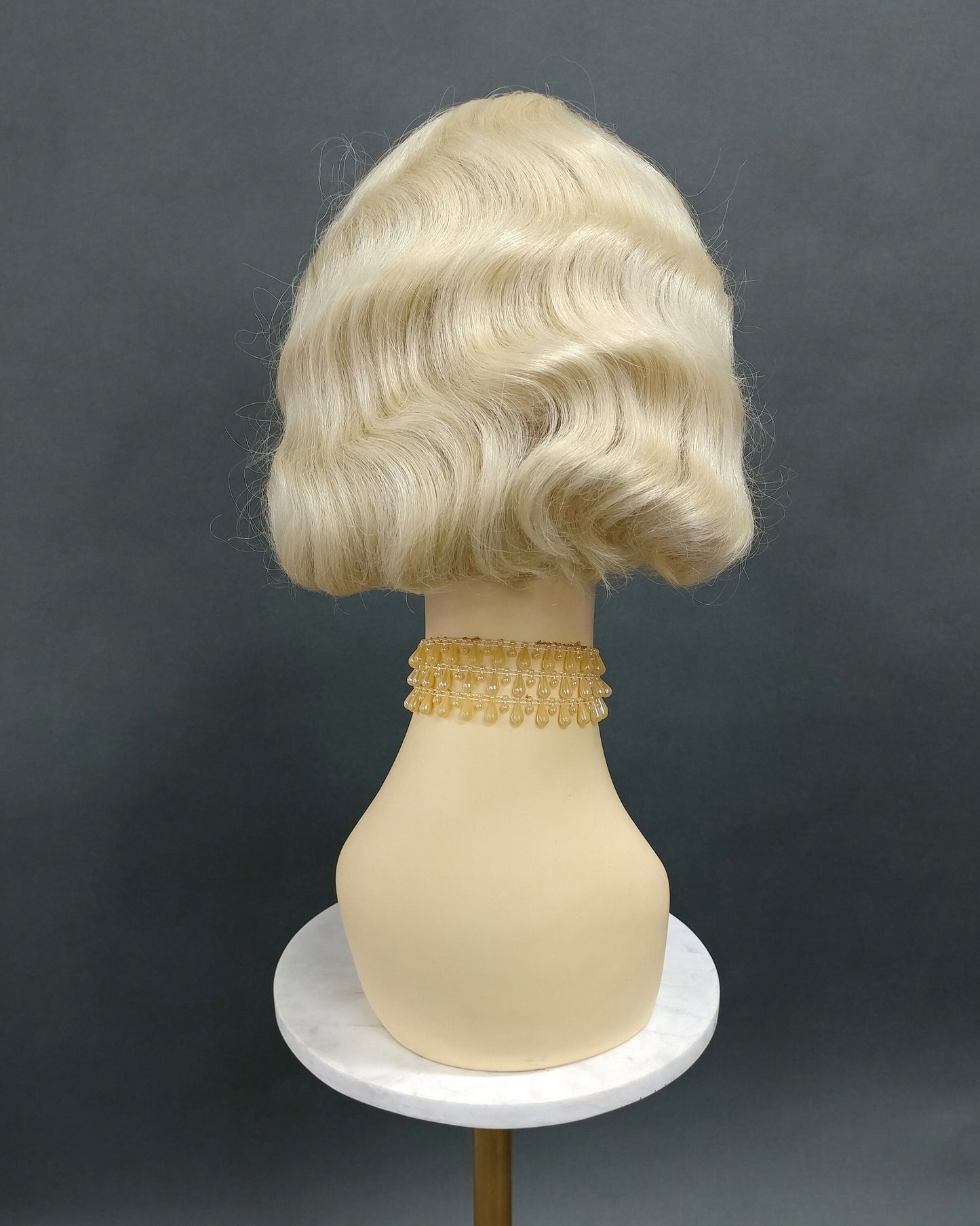 Finger Wave Wig Light and Platinum Blonde Mix Heat Resistant 1920s Style 8 Inch [HTRosie-613/613A]