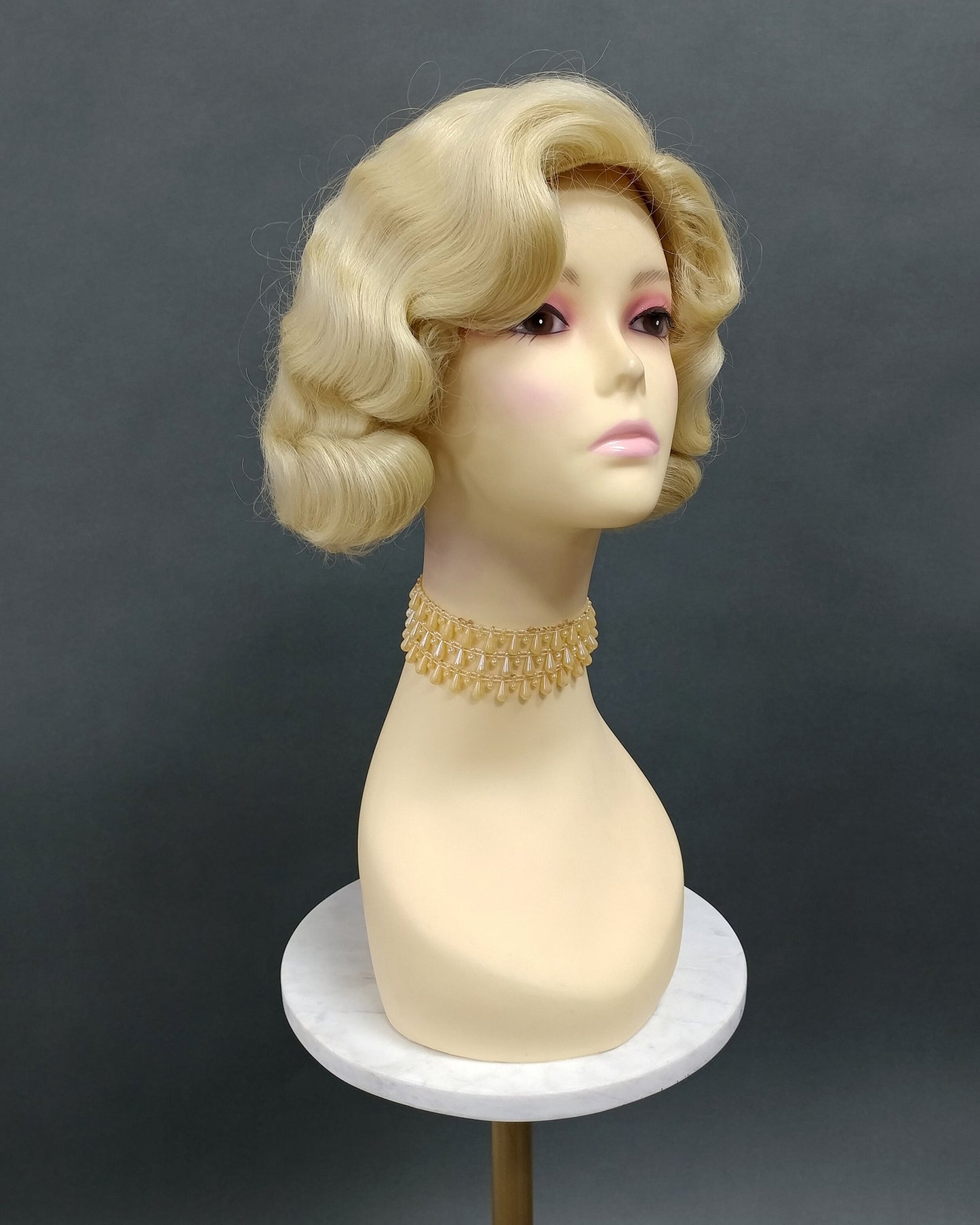 Finger Wave Wig Light Blonde Heat Resistant 1920s Style 8 Inch [HTRosie-613]