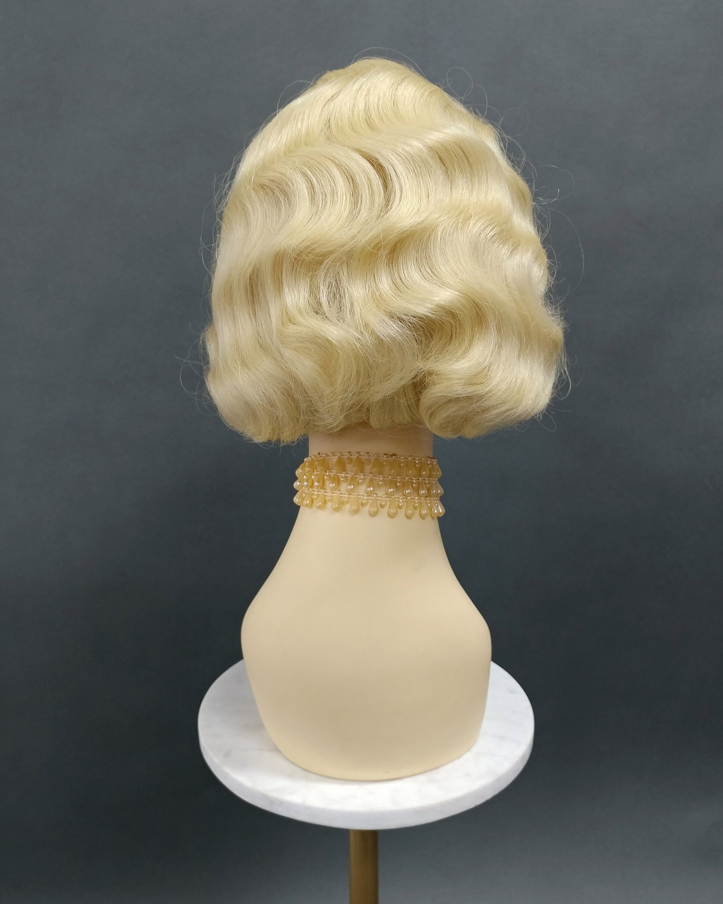 Finger Wave Wig Light Blonde Heat Resistant 1920s Style 8 Inch [HTRosie-613]