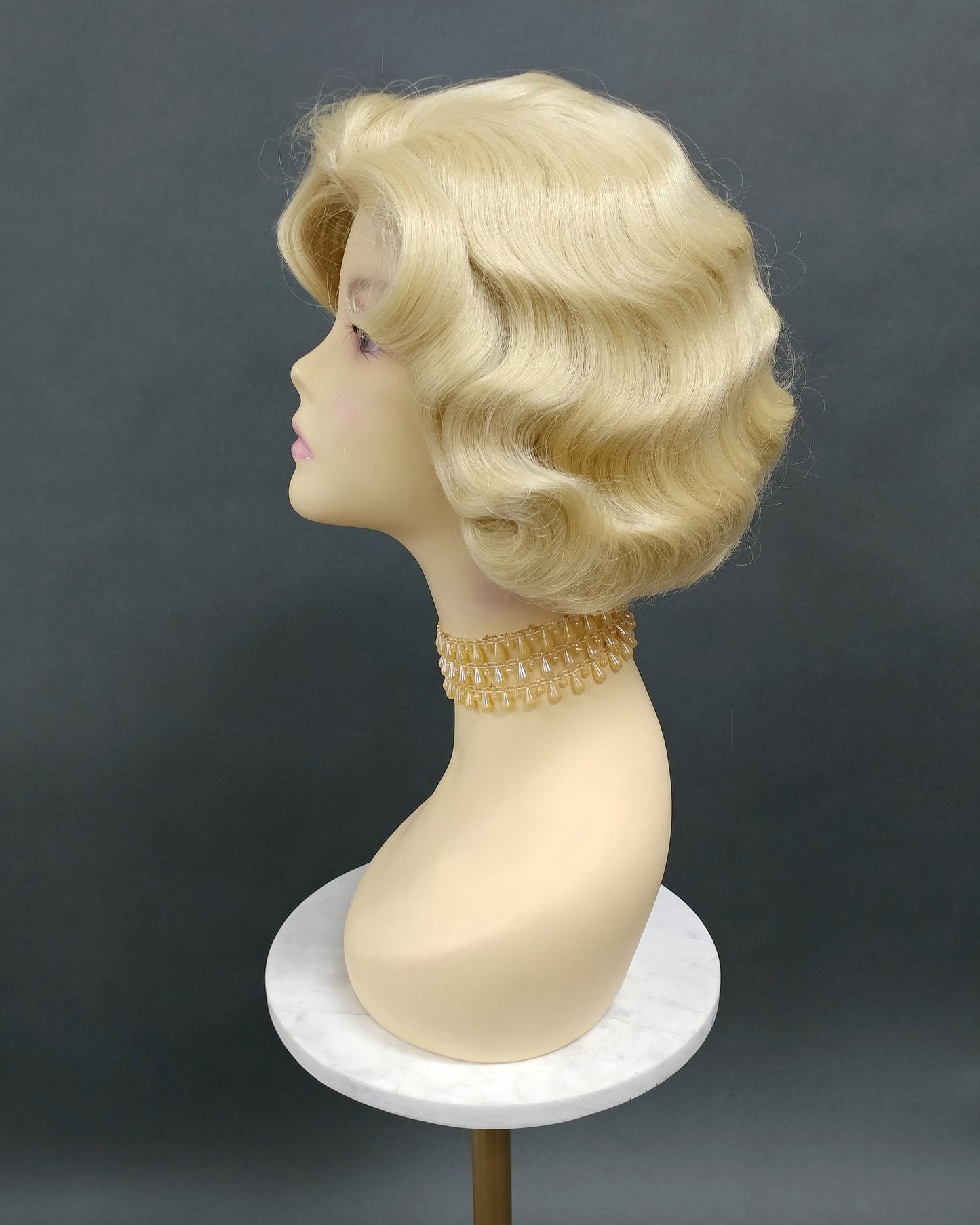 Finger Wave Wig Light Blonde Heat Resistant 1920s Style 8 Inch [HTRosie-613]