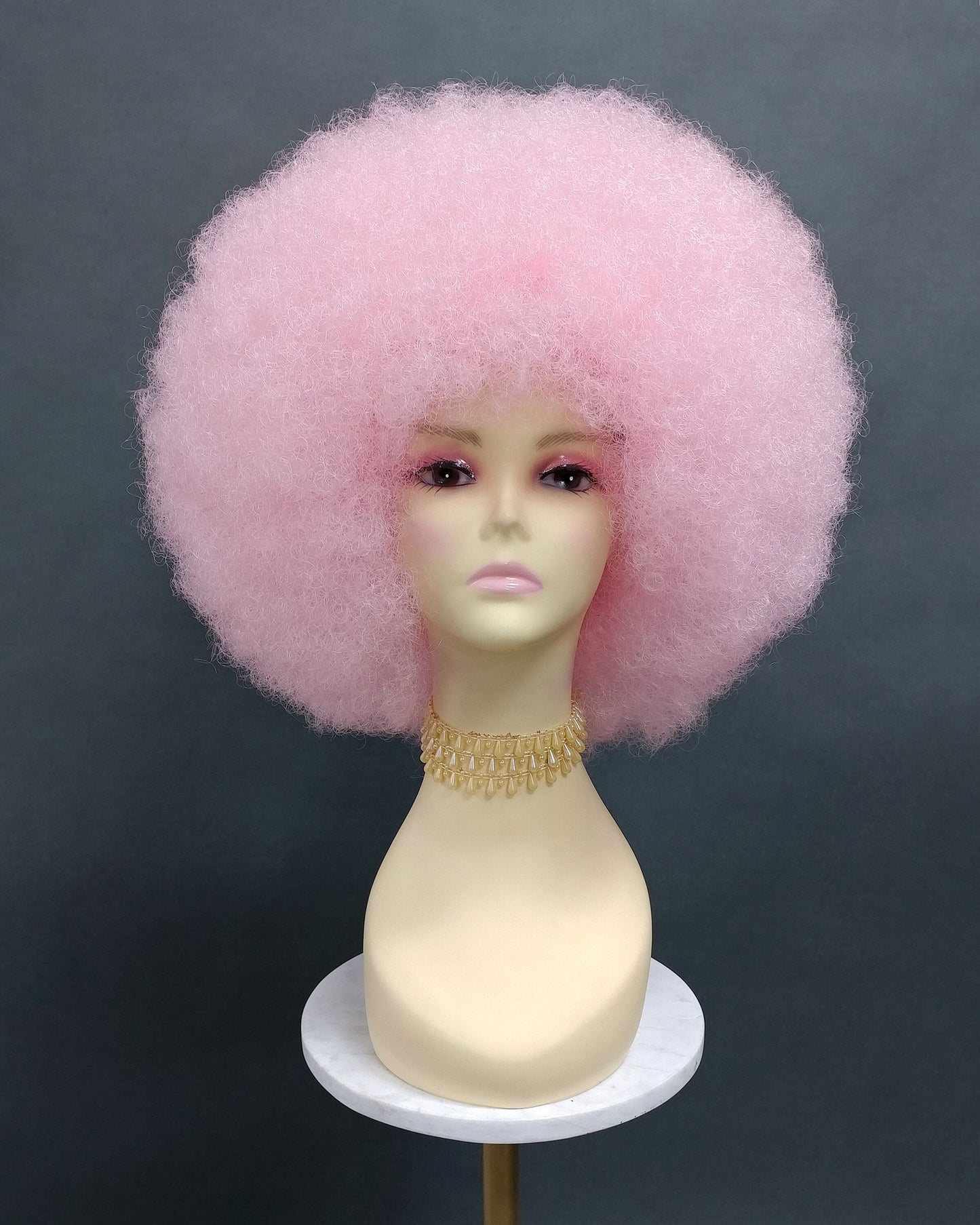 Large Pink Afro Synthetic Costume Wig [LAfro-Pink]