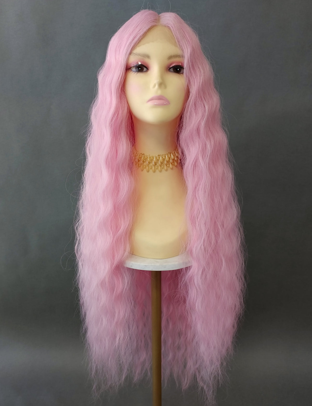 40 inch Light Pink Extra Long Wavy Lace Front Wig [Isadora-LPink]