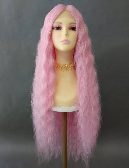 40 inch Light Pink Extra Long Wavy Lace Front Wig [Isadora-LPink]