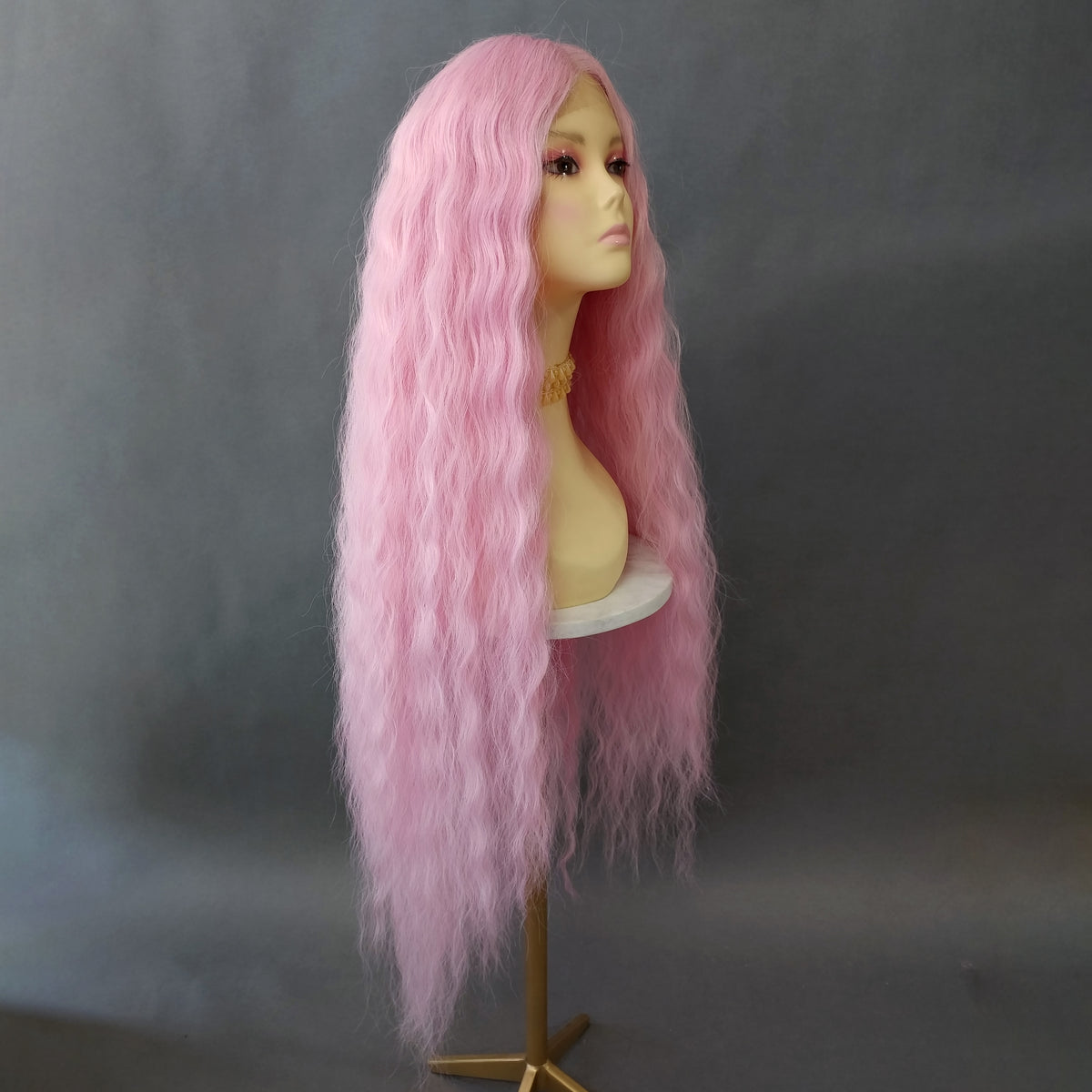 40 inch Light Pink Extra Long Wavy Lace Front Wig [Isadora-LPink]