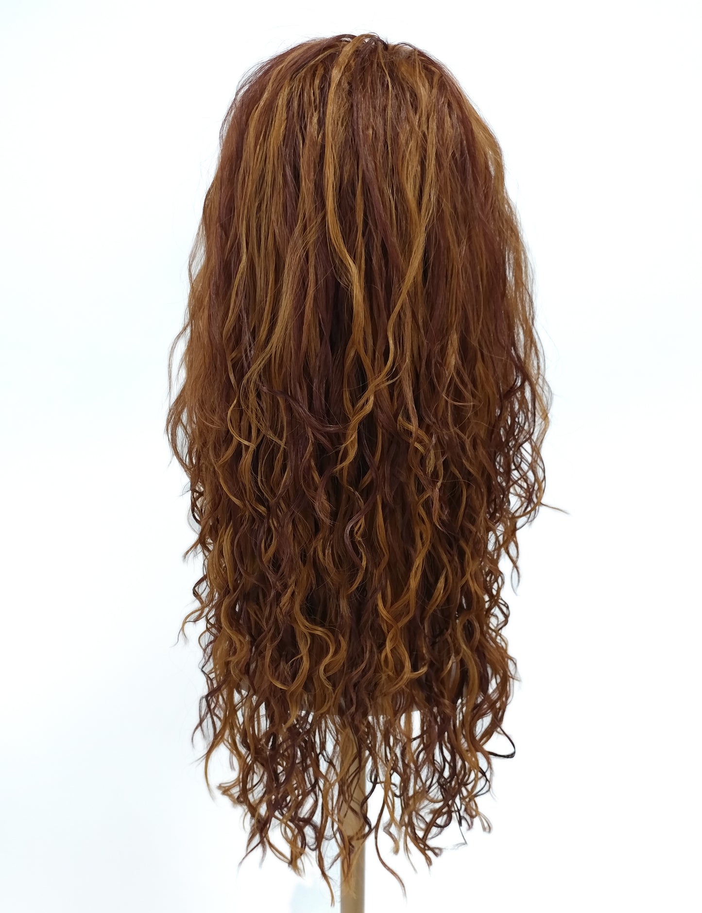 Lace Front Long Wavy Auburn and Dark Copper Heat Resistant Wig 23 Inch [Olive-27D/33]