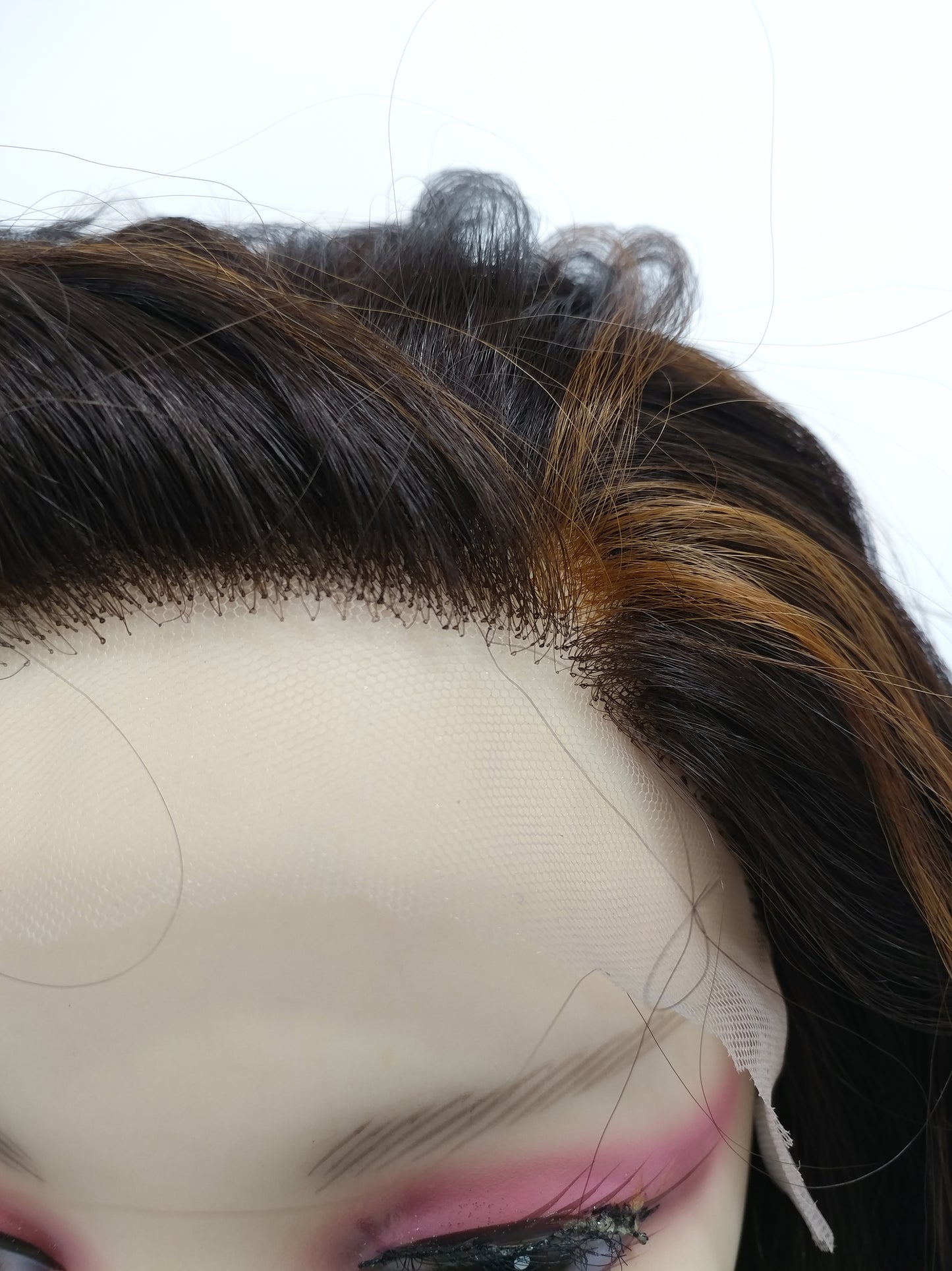Lace Front Long Wavy Dark Brown and Copper Heat Resistant Wig 23 Inch [Olive-4/27]
