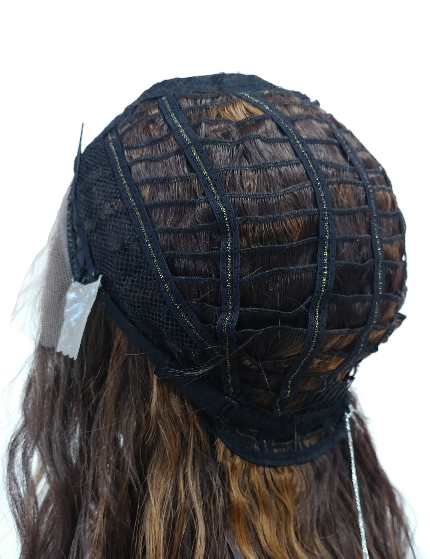Lace Front Long Wavy Dark Brown and Copper Heat Resistant Wig 23 Inch [Olive-4/27]