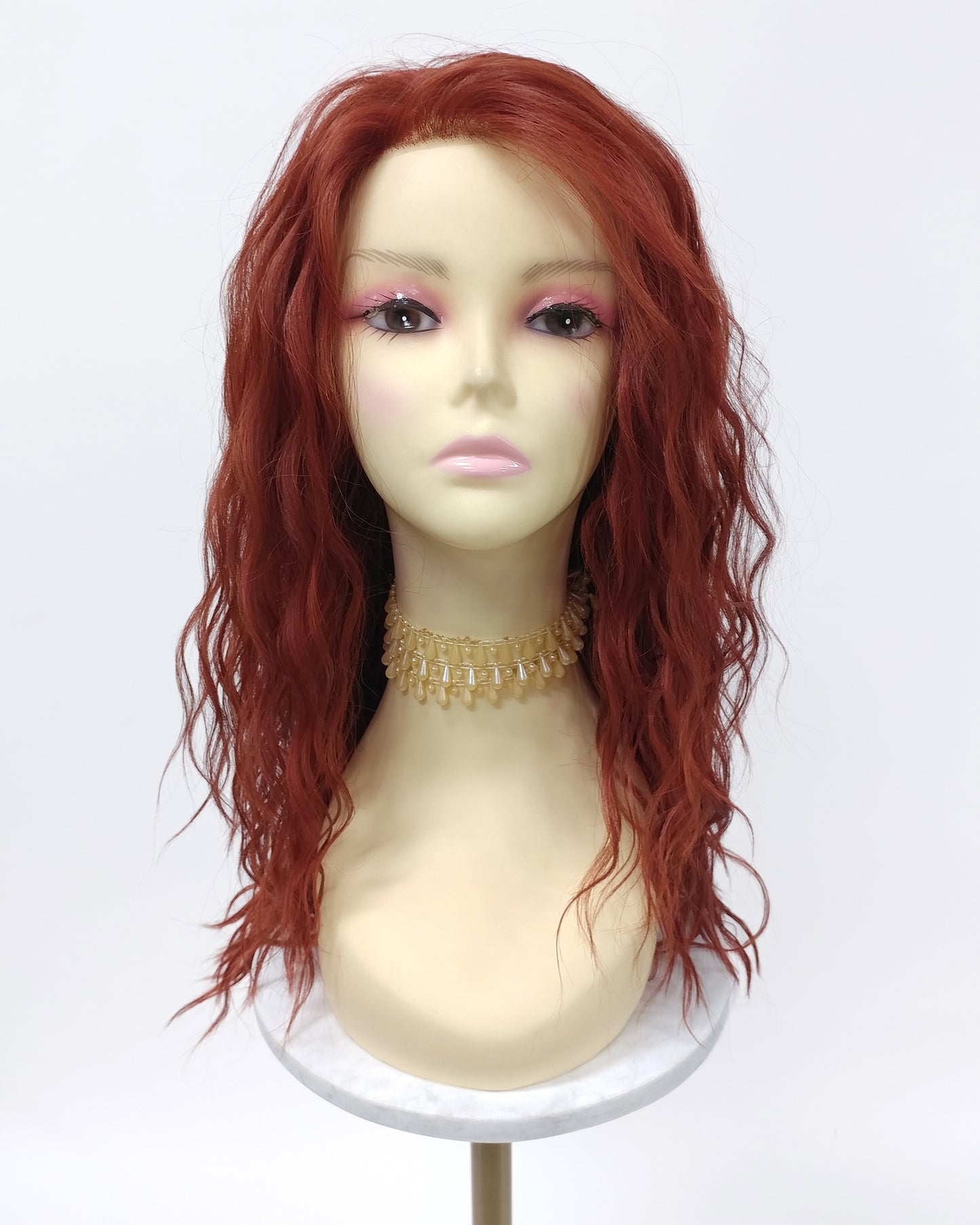 Lace Front Long Wavy Henna Red Heat Resistant Wig 23 Inch [Olive-HRed]