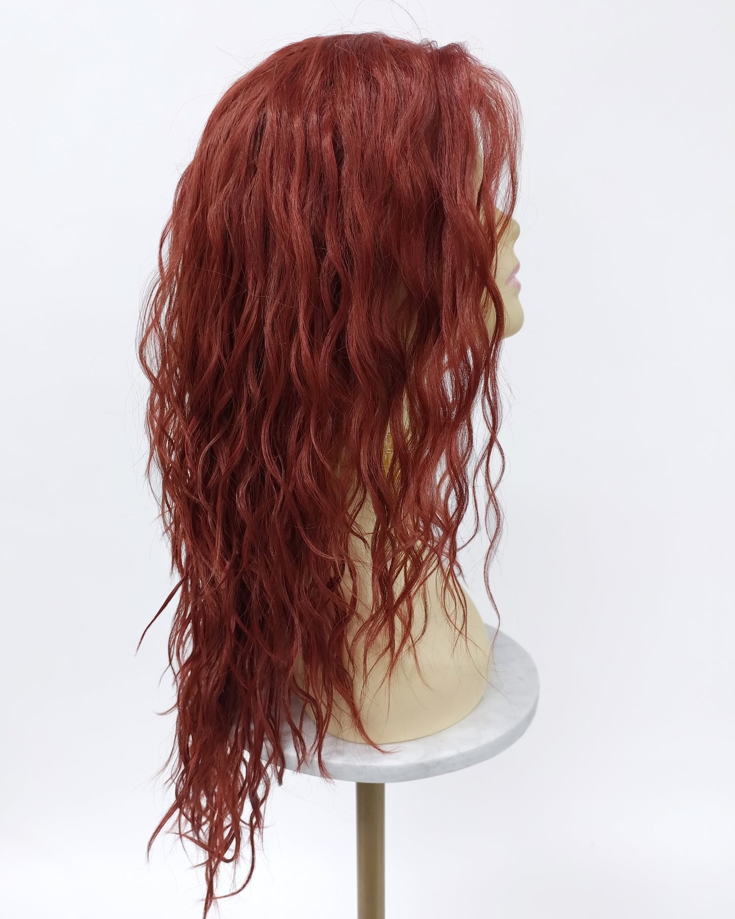 Lace Front Long Wavy Henna Red Heat Resistant Wig 23 Inch [Olive-HRed]