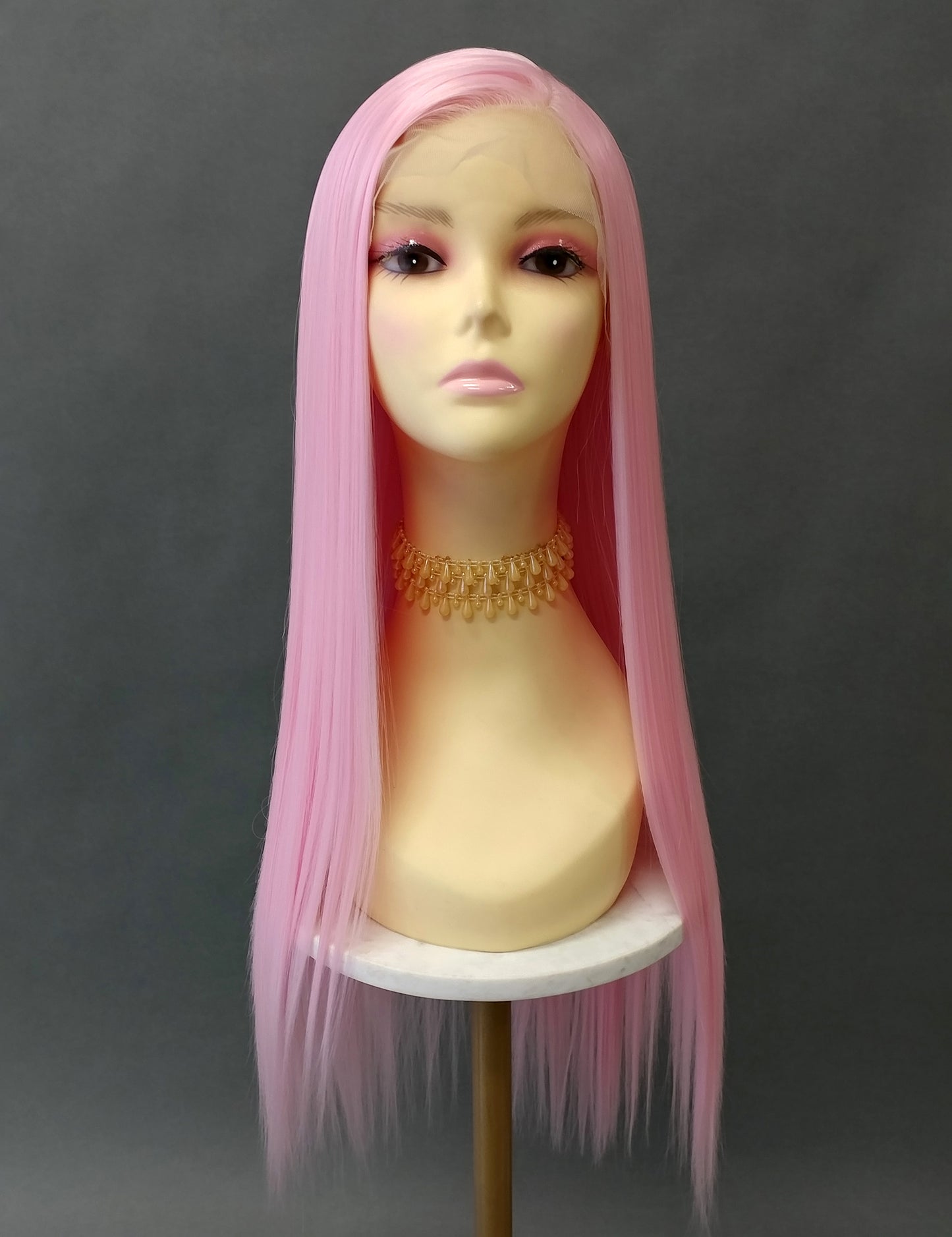 Lace Front 13x4 Light Pink Long Straight Heat Resistant Wig 28 Inch [Paris-BabyPink]