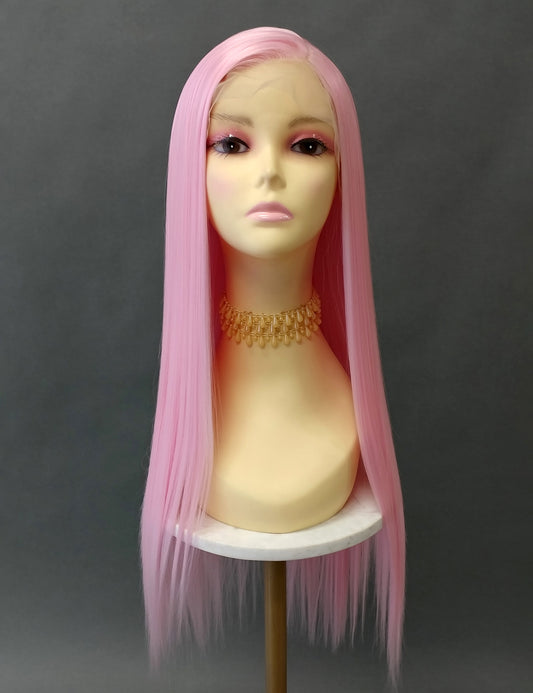 Lace Front 13x4 Light Pink Long Straight Heat Resistant Wig 28 Inch [Paris-BabyPink]