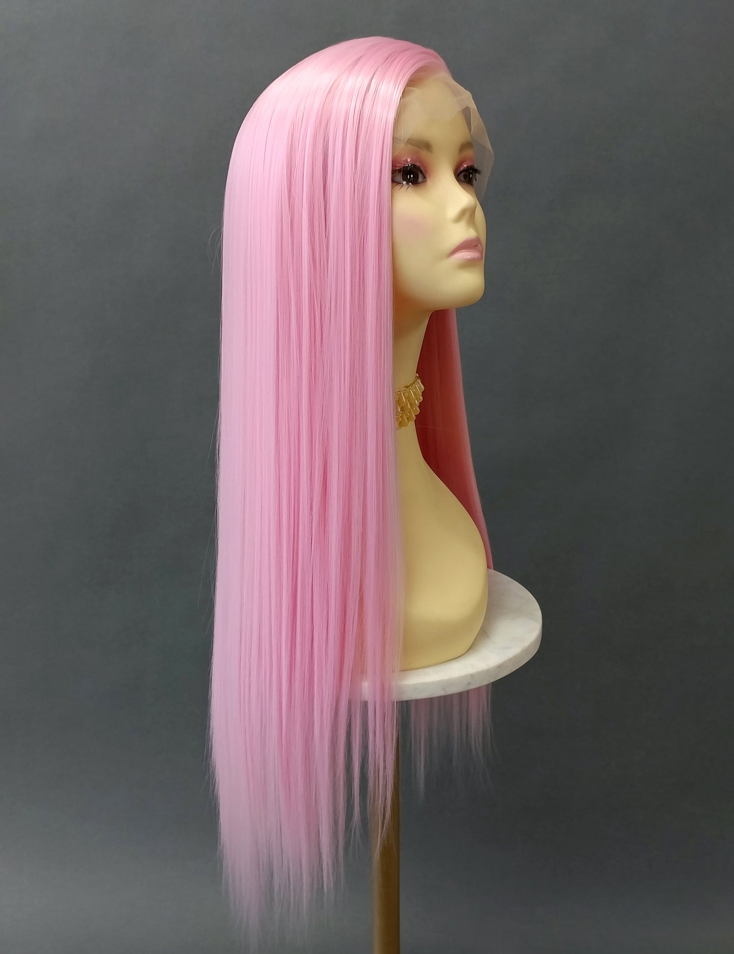 Lace Front 13x4 Light Pink Long Straight Heat Resistant Wig 28 Inch [Paris-BabyPink]