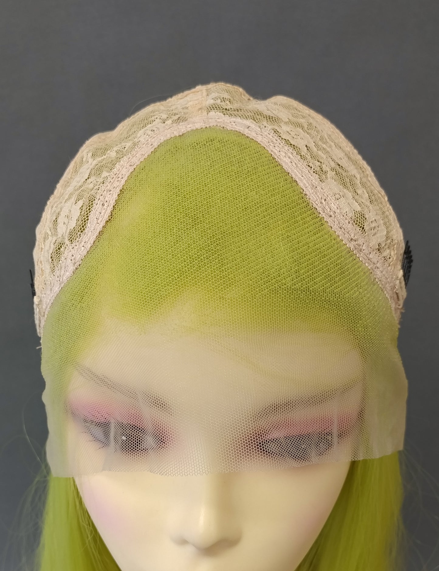Deep Lace Front Light Green Long Straight Heat Resistant Wig 28 Inch [Peta-LimeLuxe]