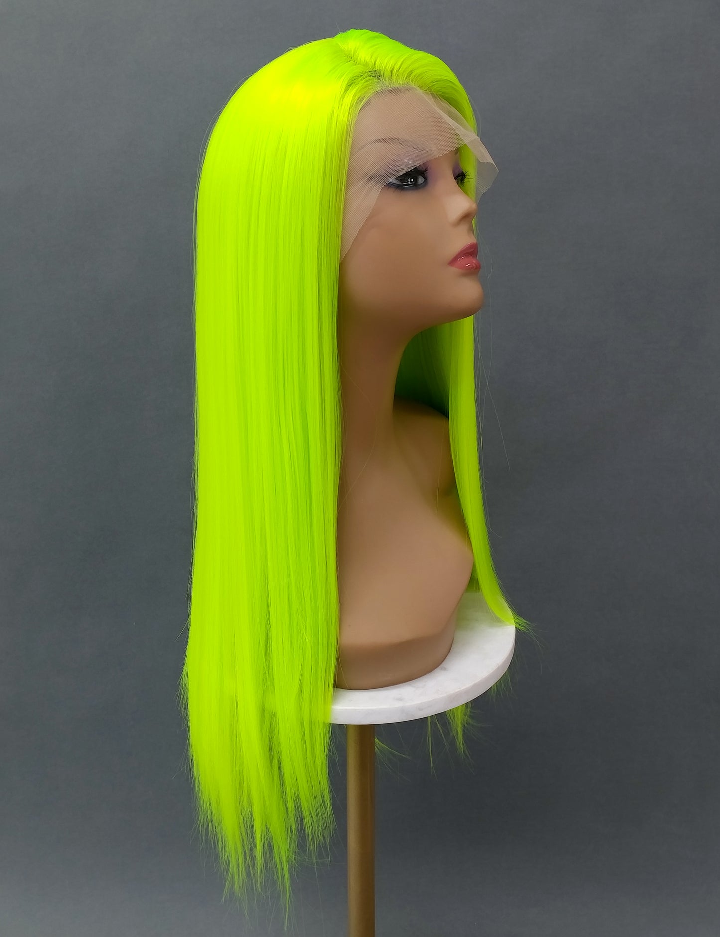 Deep Lace Front Neon Green Long Straight Heat Resistant Wig 28 Inch [Peta-Voltage]