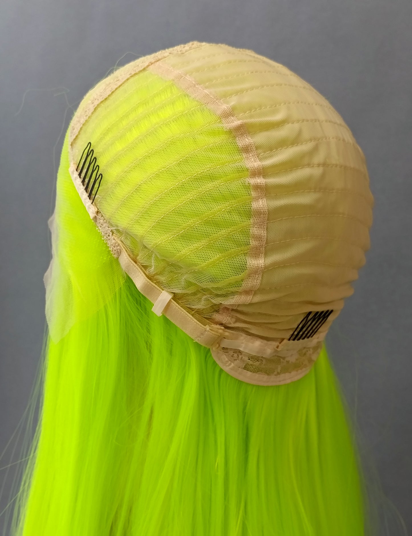 Deep Lace Front Neon Green Long Straight Heat Resistant Wig 28 Inch [Peta-Voltage]