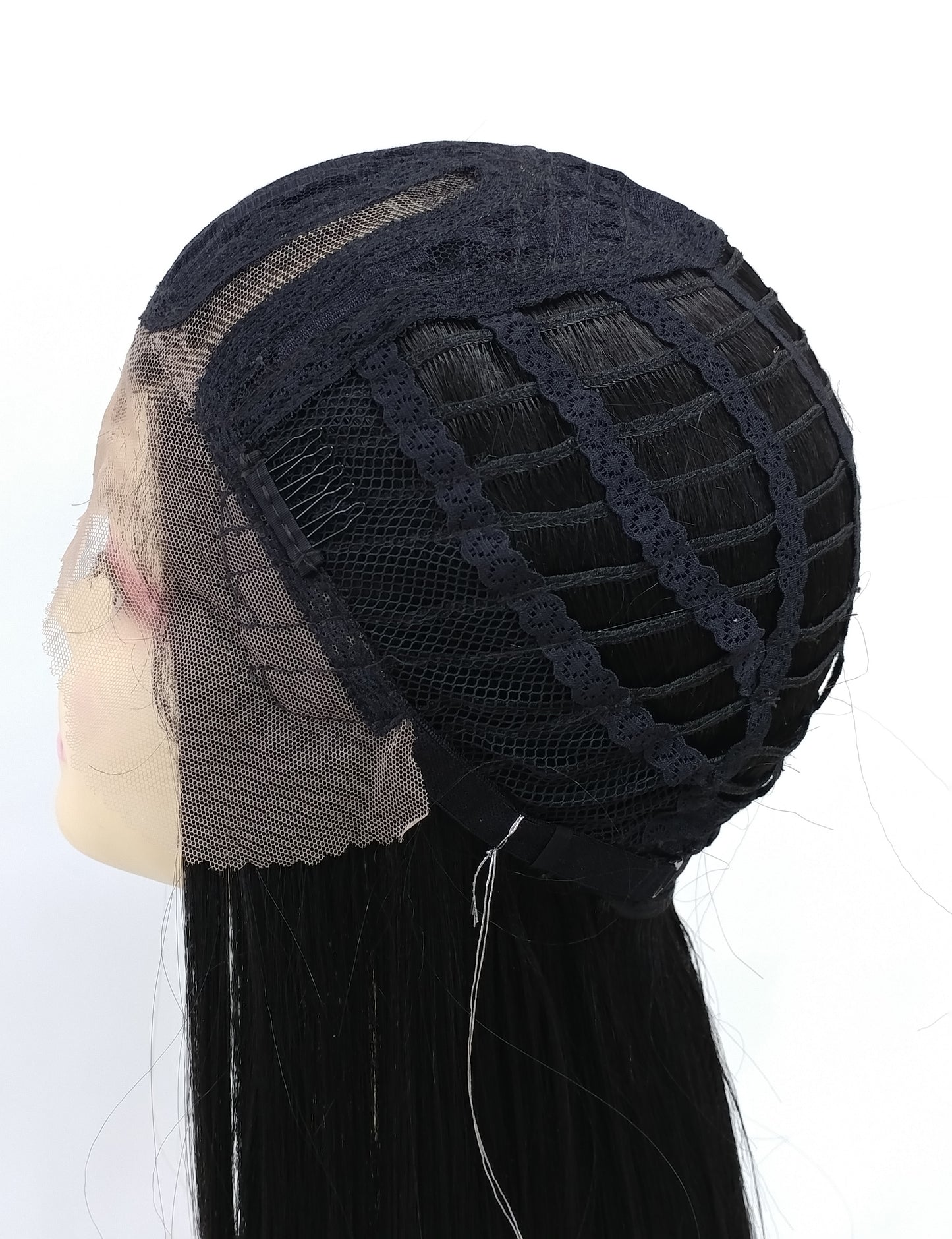HD Lace Front Side Part Long Straight Black Heat Resistant Wig 40 Inch [Rayven-1B]