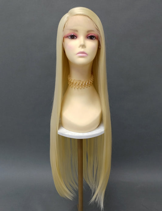 HD Lace Front Side Part Long Straight Blonde Heat Resistant Wig 40 Inch [Rayven-613]