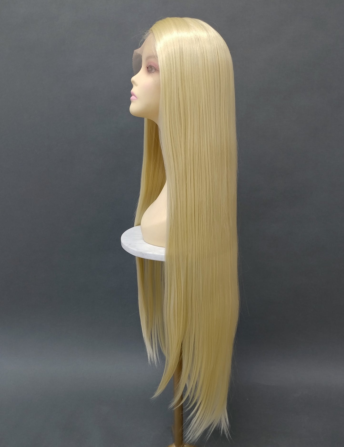 HD Lace Front Side Part Long Straight Blonde Heat Resistant Wig 40 Inch [Rayven-613]